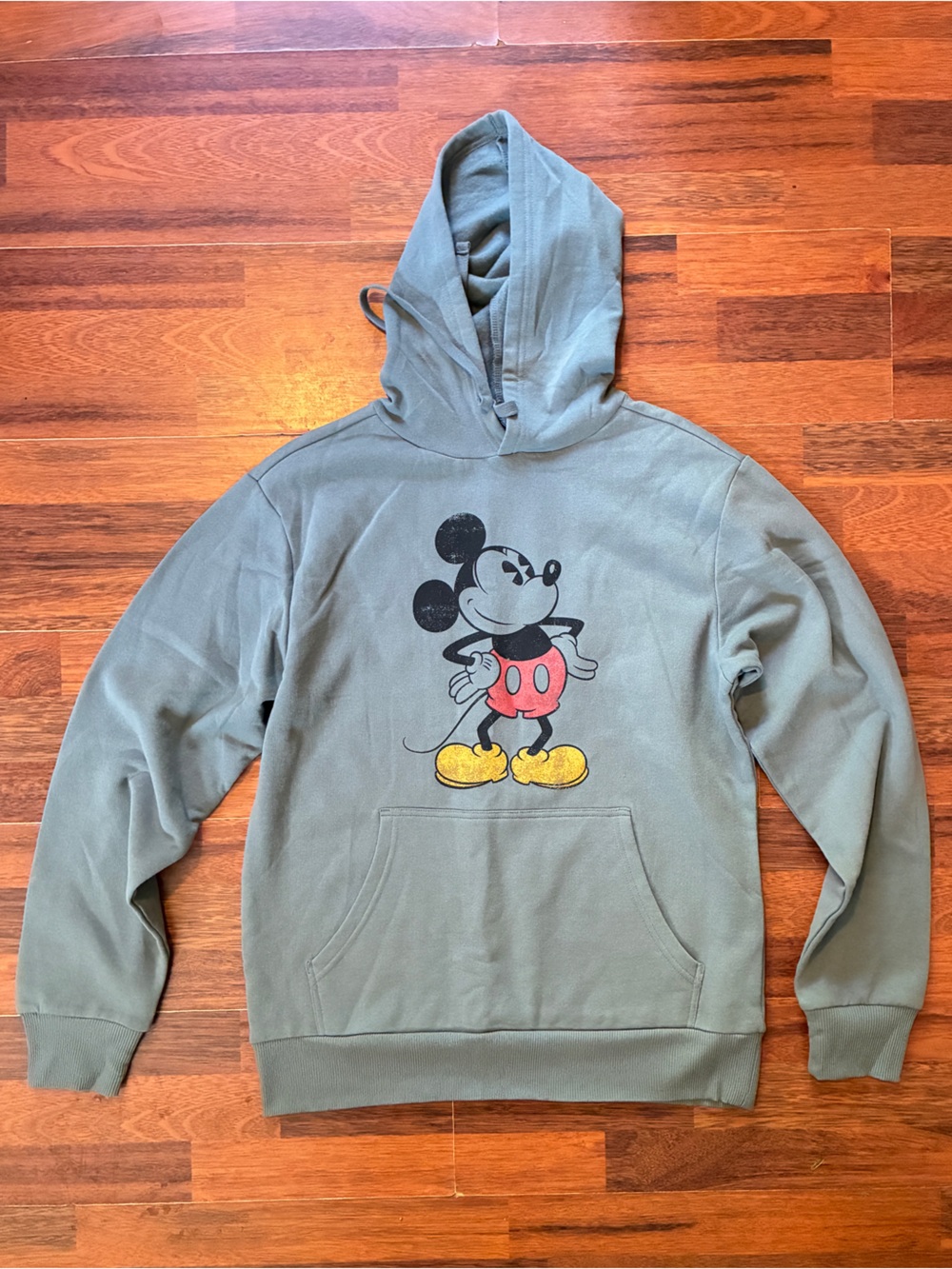 Disney Men's Olive Green Mickey Mouse Crewneck Hoodie